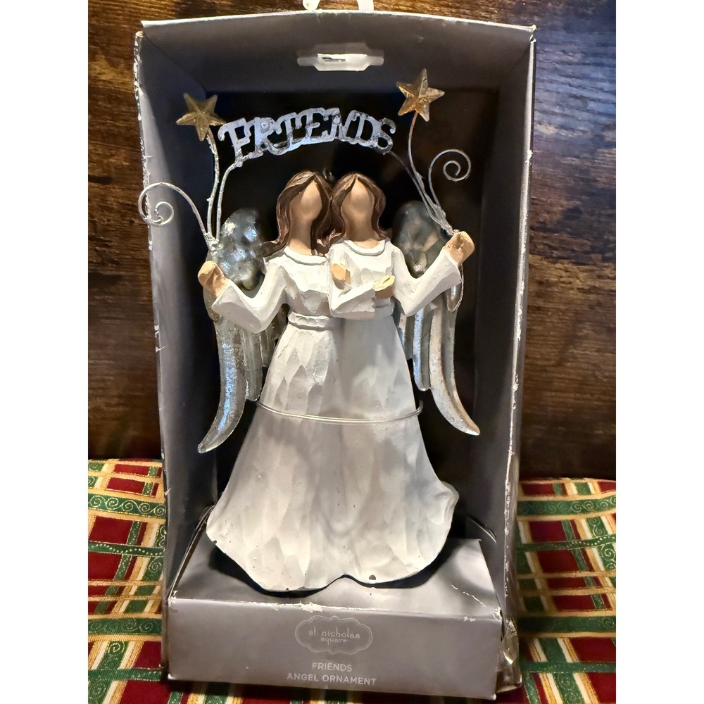 St Nicholas Square Friends Angel Ornament 14STXA002 Silver White Christmas Decor